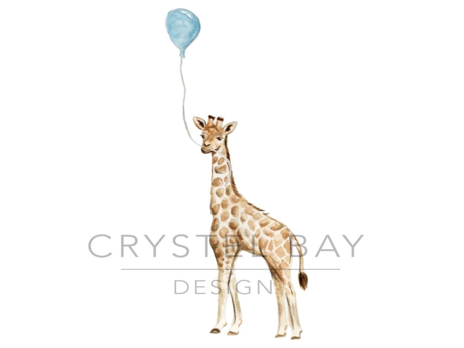 Baby Giraffe Balloons Nursery Art Print Africa Boys Room Etsy