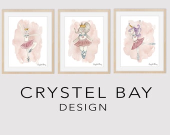 Ballet Animals  - Nursery Art Print, Boys Room, Girls Room, Watercolor Wall Art, Kids Art, Wall Decor, Baby shower Gift