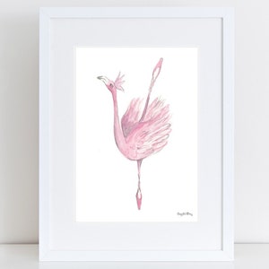 Flamingo Dancing Ballet 3 - Watercolor Wall Art, Wall Decor, Nursery Art Print, Boys Room, Girls Room, Kids Art, Baby shower Gift