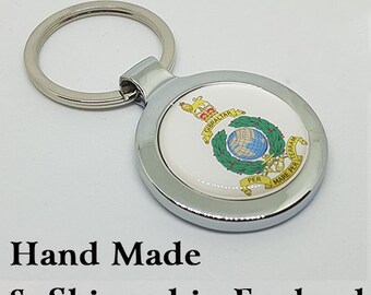 UK SELLER. DAGGER EMBROIDERED ARMED FORCES KEY FOB NEW ROYAL MARINES COMMANDO