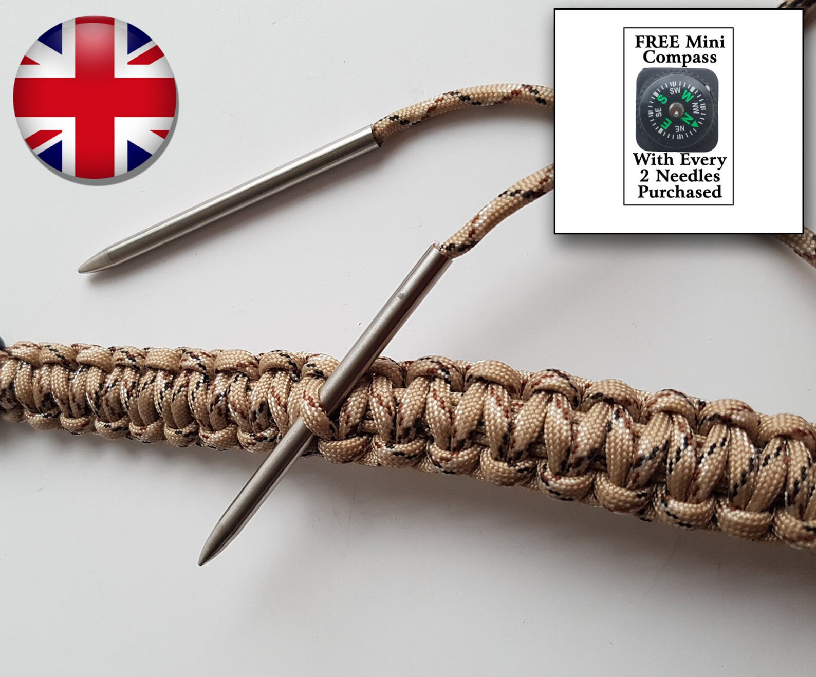 Pack of 2 Paracord Needles for Weaving 1 FREE Compass Etsy