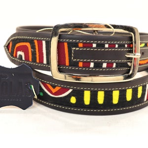 Handmade Mola and Leather Belt X Large