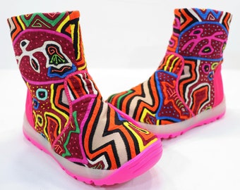 Handmade Girls Mola Boots US Size 10
