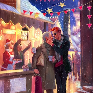 Ineffable Angels In Christmas Lights - Art Print From Original Digital Painting. Christmas Gift For Azicrow Husbands Fan.