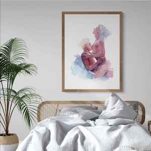 Morning Passion - Erotic Gay Watercolor Painting. Sensual Gay Art. Gay