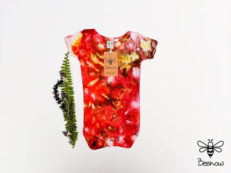 Ice Tie Dye Red Earth Bamboo Baby Bodysuit / Romper / Onesie image 1