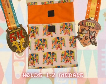 Small World Medal Travel Case Fabric. Sleeve for 1-2 Medals. runDisney Medal Saver. Medal Protection Sleeve.