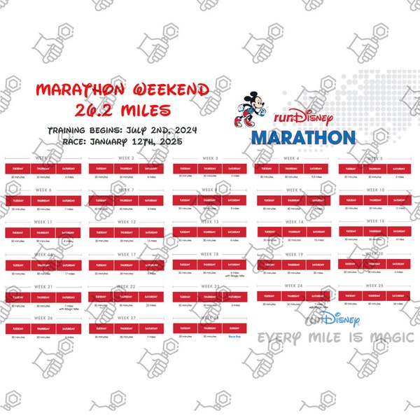 2025 Training Poster runDisney Marathon (24"x36" Digital PDF & PNG File). Galloway Method, Training Plan RunDisney Marathon Wall Poster