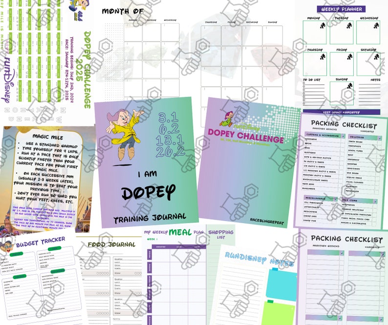 2025 Dopey Training Journal Printable 13 Pages Digital PDF File. I Am Dopey Challenge Galloway