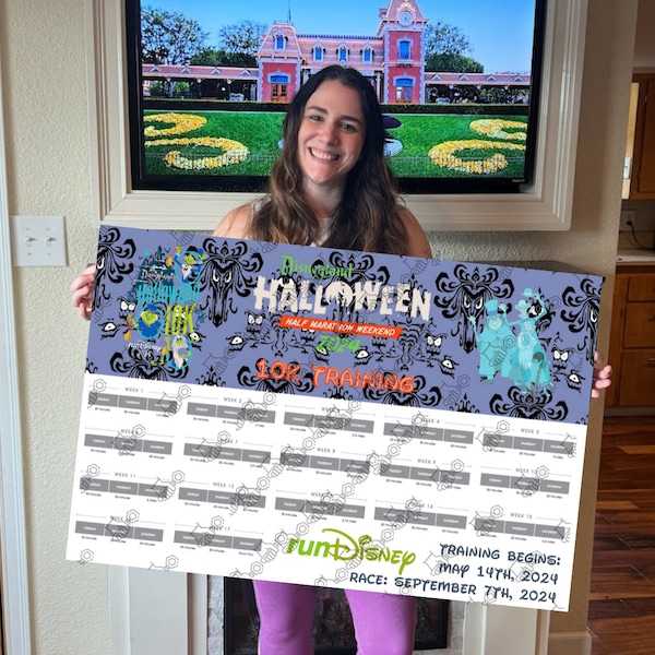 Training Poster Halloween 10K Haunted Mansion  2024 (24"x36" Digital PDF File). Galloway Method, runDisney Training Plan