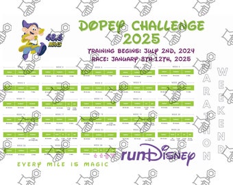 Training Poster Dopey Challenge 2025 (24"x36" Digital PDF & PNG File). Galloway Method, runDisney Training Plan. RunDisney Marathon Race