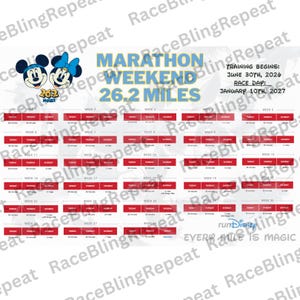 Training Poster: 2027 Marathon 24x36 Wall Calendar, Jeff Galloway runDisney Method, 26.2 Mile Tracker