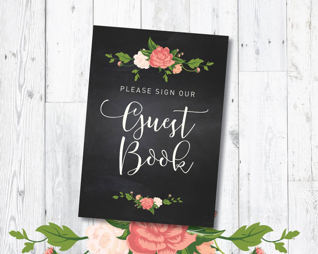 Wedding Guest Book Cover Personalised Printables Digital Etsy
