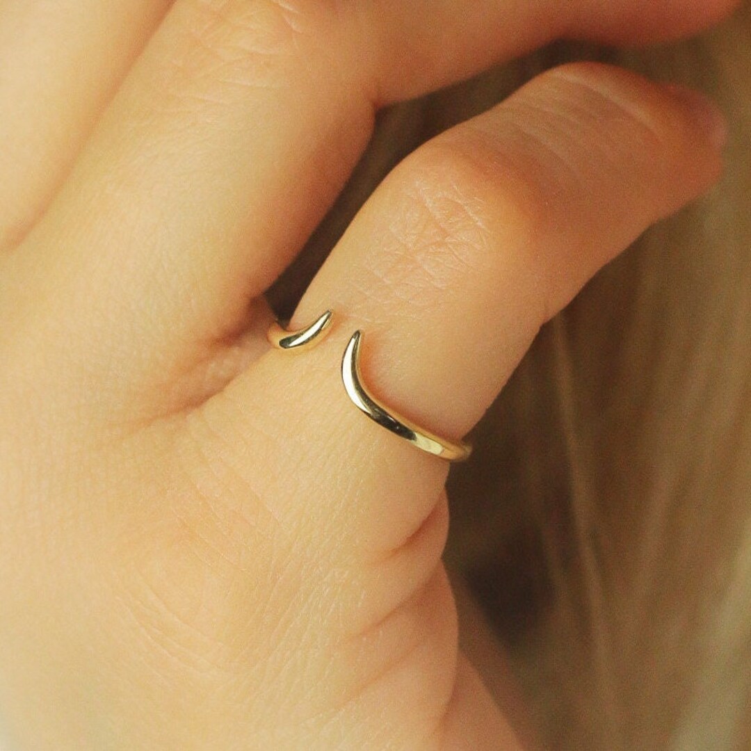 Bague petit doigt en or, bague manchette ouverte par