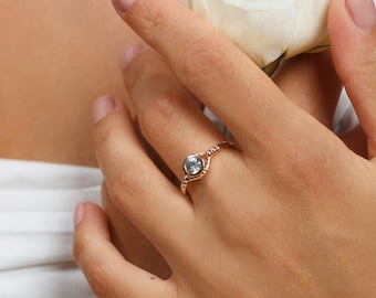 Aquamarine Ring by SagittariusFineJwlr,Bezel Set Aquamarine Gold Ring,March Birthstone Ring,Birthday Gift,Black Friday Sales