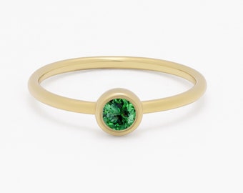 Smaragd Solitär Ring,Smaragd Ring,Smaragd Verlobungsring,Mai Geburtsstein Ring,Schlichter Smaragd Ring,Smaragd Verlobungsring