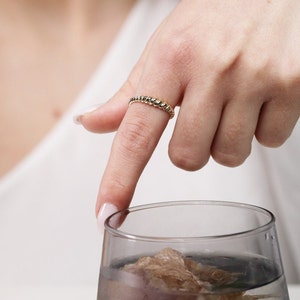 Gold Croissant Ring,Dainty Gold Ring,Gold Dome Ring,Solid Gold Twist Ring,Chunky Gold Ring