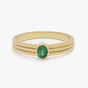 Emerald Ring by SagittariusFineJwlr,Gold Oval Shape Natural Emerald Ring,Genuine Emerald Solitaire Bezel Ring,May Birthstone,Christams Gift