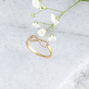 Infinity Ring by SagittariusFineJwlr,Diamond Infinity Ring in 9K 14K or 18K Gold,Endless Love Band for Her,Black Friday Sales image 5