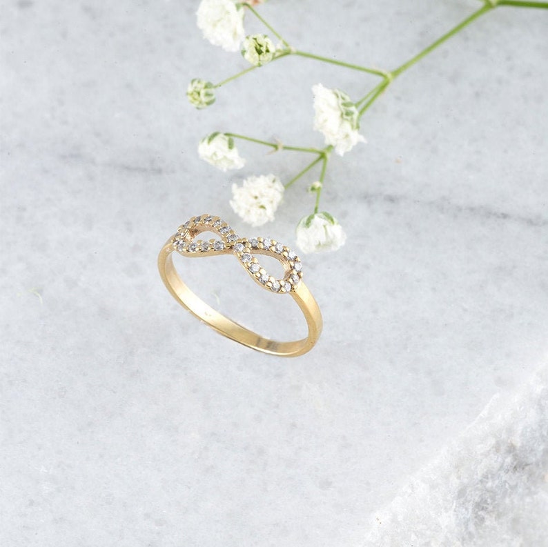 Infinity Ring by SagittariusFineJwlr,Diamond Infinity Ring in 9K 14K or 18K Gold,Endless Love Band for Her,Black Friday Sales image 5