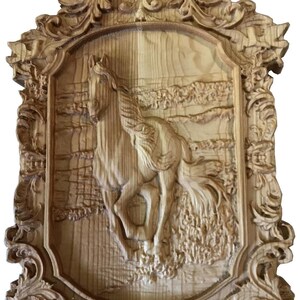 3D Wooden Horse Wall Art | CNC Carved Wood Relief | Rustic Home Decor | Handmade Gift for Horse Lovers | Natural Wood Plaque