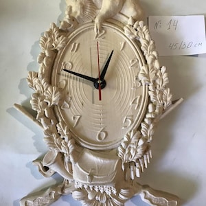 Rustic Hunting Wall Clock – Wild Boar Theme – CNC Wood Carving – Handmade Cabin Decor – 45×30 cm