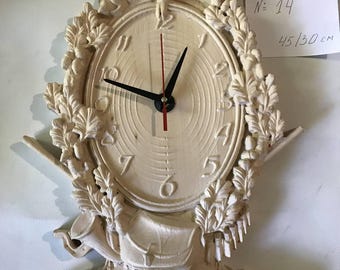 Reloj de pared rústico de caza – Temática de jabalí – Tallado en madera CNC – Decoración de cabaña hecha a mano – 45×30 cm