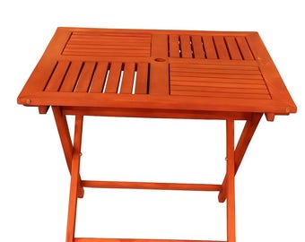 Handgefertigter Klapptisch aus massivem Mahagoni gebeiztem Holz, Outdoor-Indoor Möbel, Terrasse - Garten