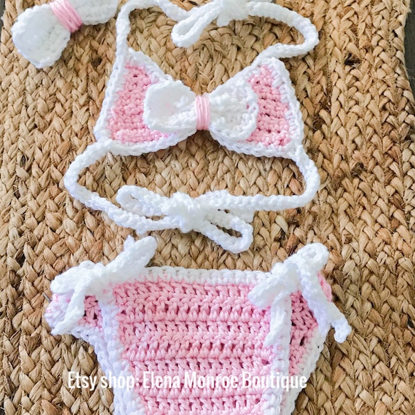 crochet baby bikini set, 0-6, 6-12 month, baby bikini, mircro bikini, baby summer swimsuit, crochet bikini baby costume