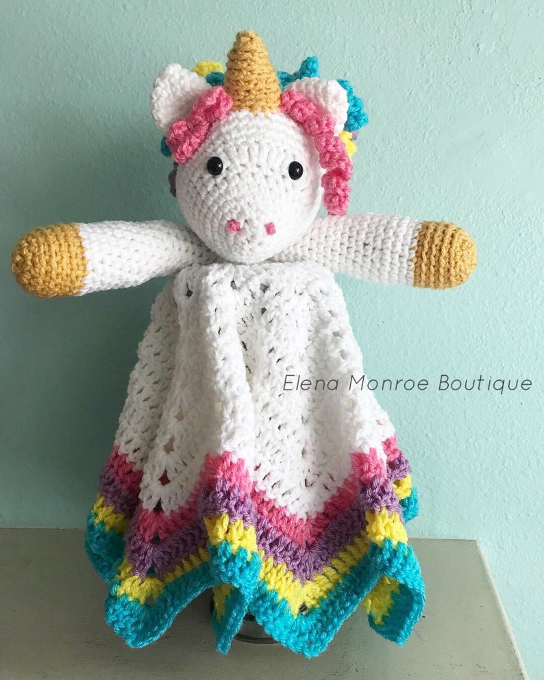 Crochet unicorn lovey crochet unicorn baby blanket rainbow Etsy