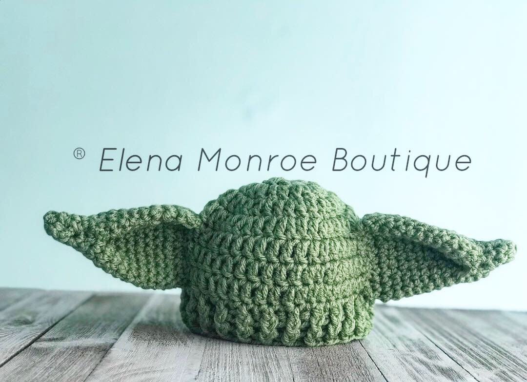 Crochet Green Alien Hat, Crochat Alien Baby Costume, Yod Hat