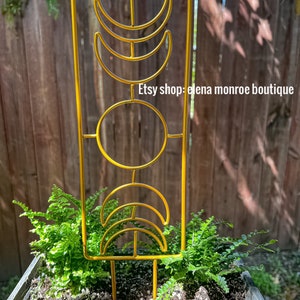 14 inch moon phase potted plant trellis, fairy garden stick, astrological decor, yard art, plant accessories, pagan garden art, moon phase