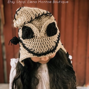 Bonnet boogie au crochet, chapeau inspiré de boogieMan, inspiré des cauchemars, bonnet thème boogie, chapeau d'halloween, chapeau de bonhomme de sable