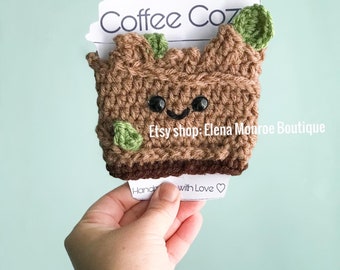 Crochet tree spirit coffee cozy, tree theme cup cozy, guardians theme, galaxy tree cup sleeve, baby tree cozy, tree of life theme, nature