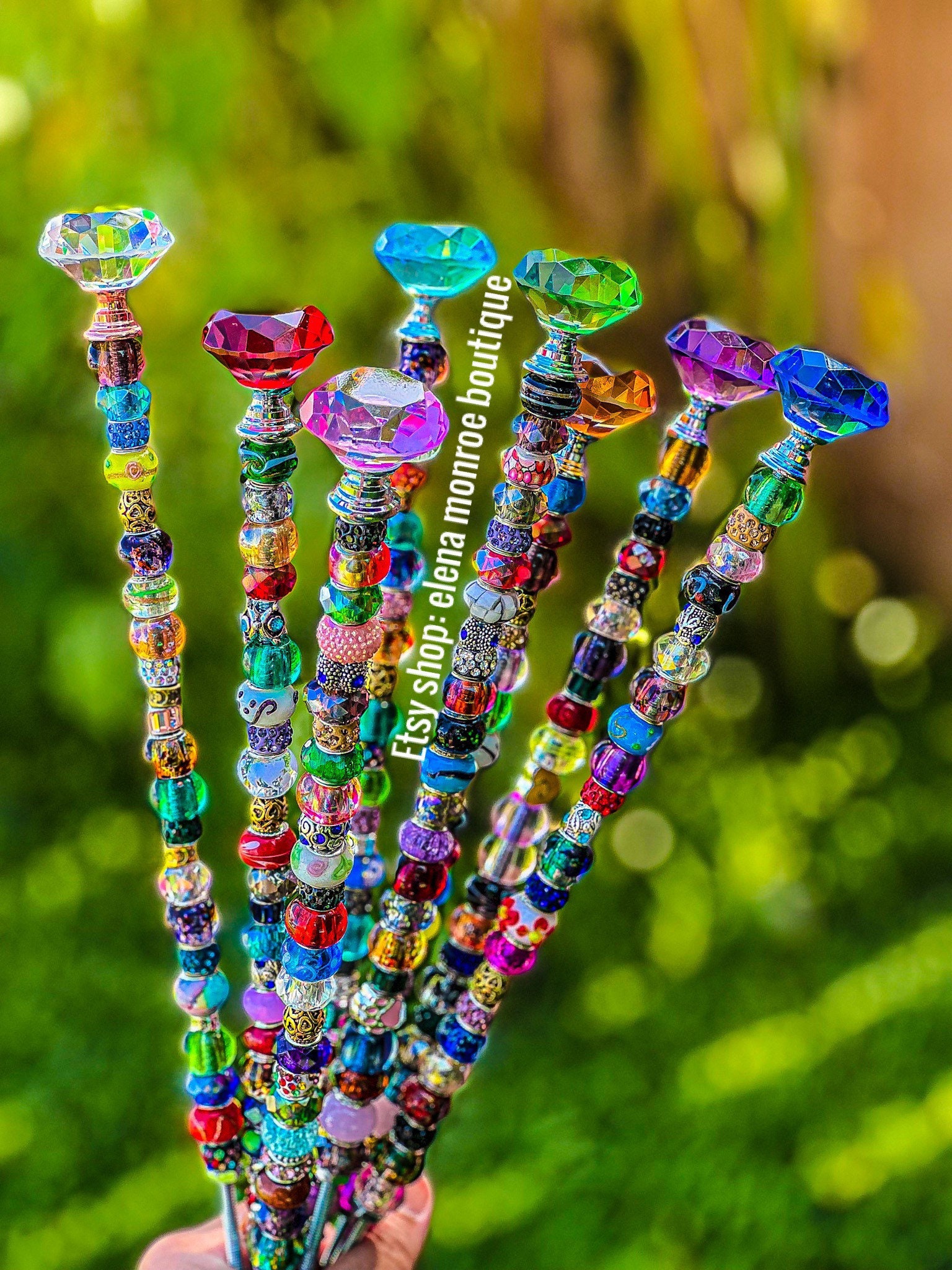 14 Inch Jeweled Garden Stake Fairy Garden Wand Gift for Her Etsy Canada