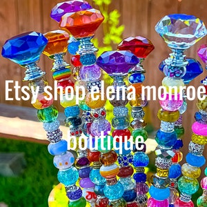 24inch garden stakes, glass beaded garden stake, rainbow maker, garden art, potted plant jewelry, planter stake, fairy sticks, beaded garden