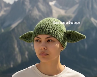 Gorro de extraterrestre verde de crochet, disfraz de extraterrestre para bebé de crochet, gorro de yod, gorro de Halloween, disfraz de extraterrestre para bebé, accesorio fotográfico para bebé, héroe bebé