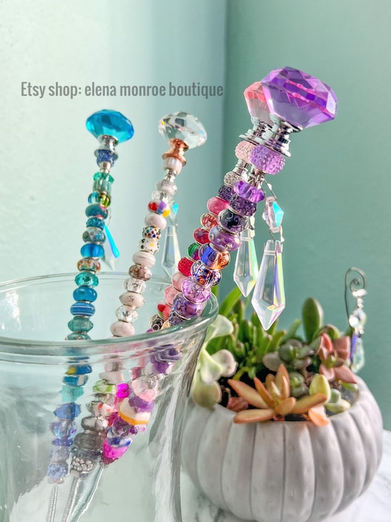 Blumenstecker Feenstab 36cm - Sonnenfänger Mit Perlen Für Garten, Balkon & Blumenbeete