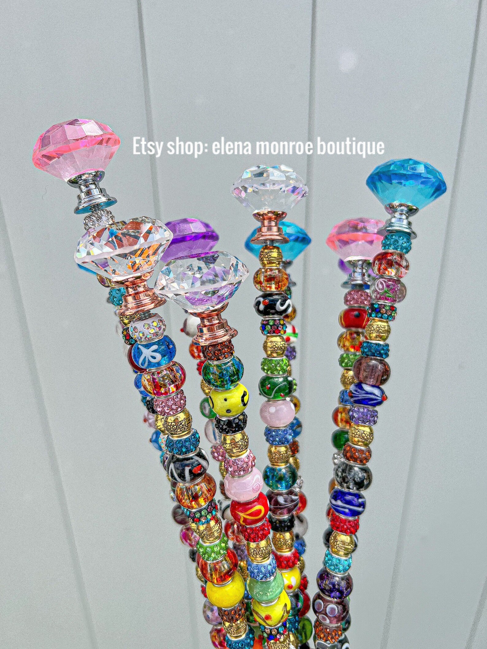 14 Inch Jeweled Garden Stake Fairy Garden Wand Potted Plant Etsy