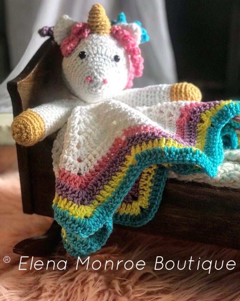 Crochet Unicorn Lovey Crochet Unicorn Baby Blanket Rainbow Etsy