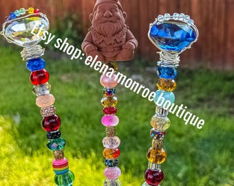 Regenbogen Gartenstecker: Wichtel Thema Jeweled Plant Art