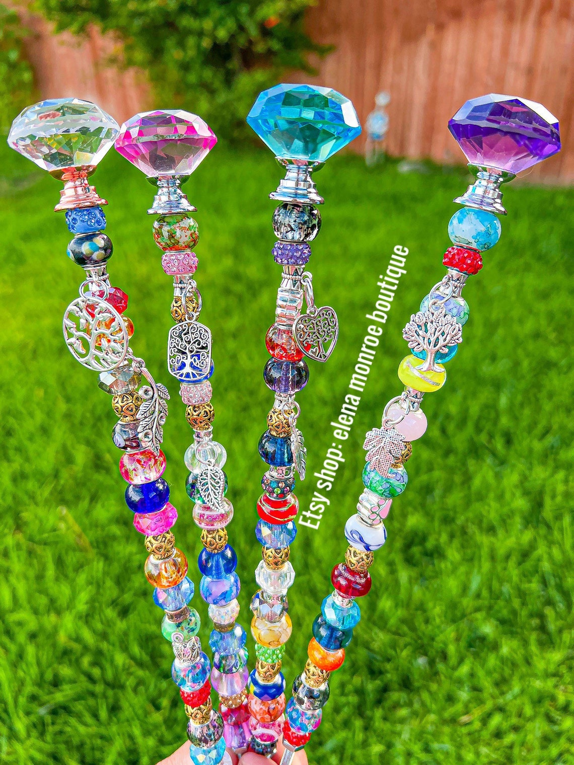 14 Inch Jeweled Garden Stake Garden Fairy Stick Sun Catcher Etsy