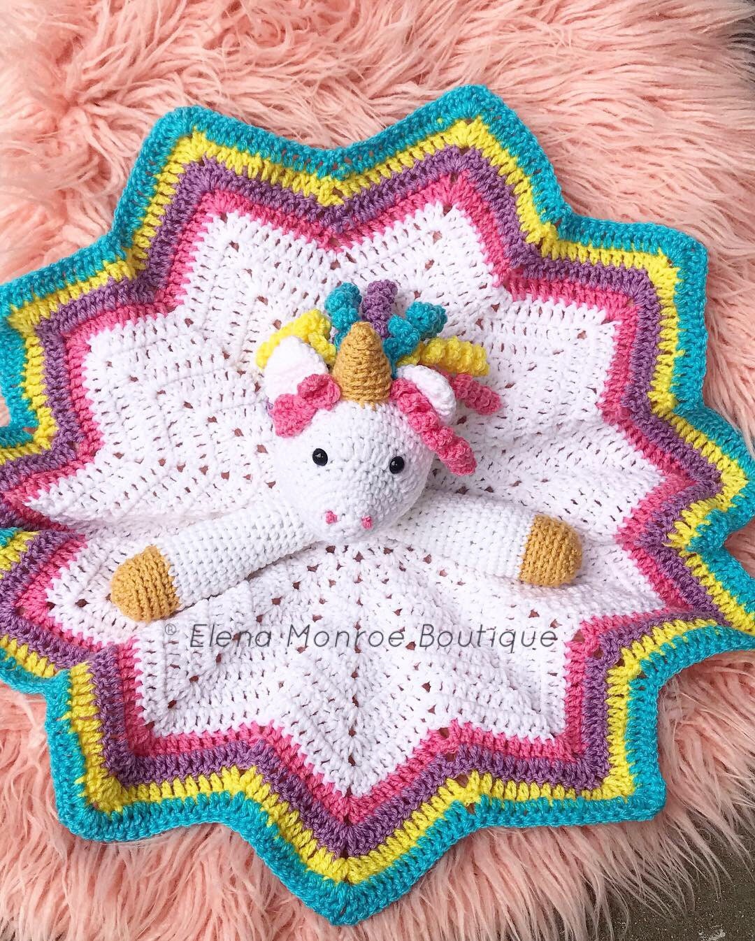 Crochet unicorn lovey crochet unicorn baby blanket rainbow Etsy