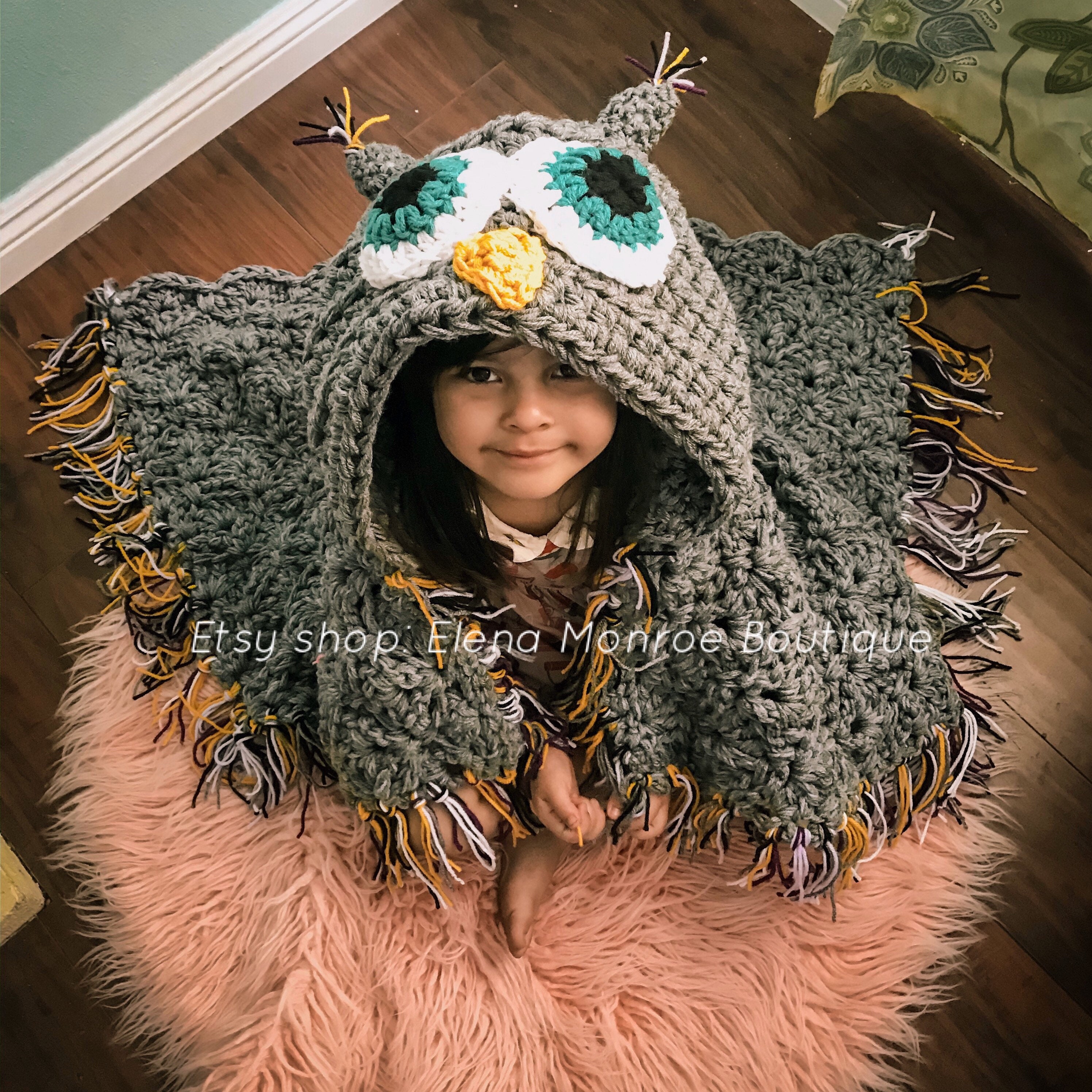 Hooded Owl Blanket Crochet Owl Blanket Owl Blanket Owl Etsy