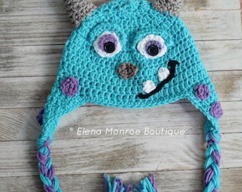 Gehäkelte Monster Hut, Baby Monster Hut, Sullivan das Monster Hut, Halloween Kostüm, Monster Thema Hut, sully