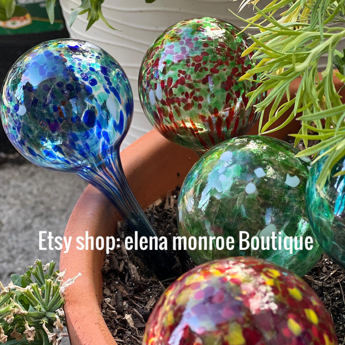 Blown Glass Watering Globe: Fairy Garden Plant Accessory - Etsy