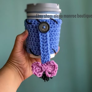 Crochet eeyore inspired cup cozy,  Pooh cup cozy, donkey coffee sleeve, donkey cup sleeve, pin the tail on the donkey, tiger coffee cozy