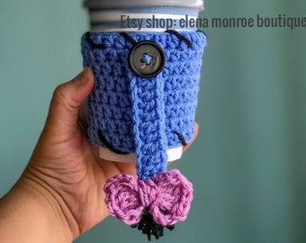 Crochet eeyore inspired cup cozy,  Pooh cup cozy, donkey coffee sleeve, donkey cup sleeve, pin the tail on the donkey, tiger coffee cozy