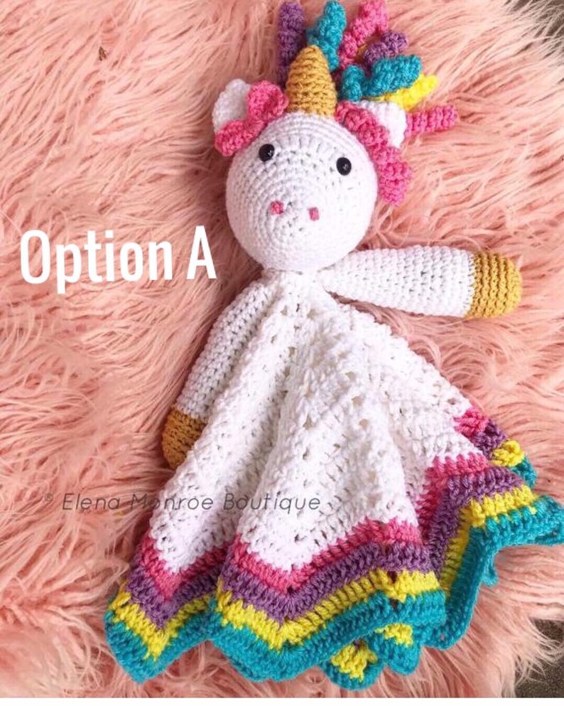 Crochet Unicorn Lovey Crochet Unicorn Baby Blanket Rainbow Etsy