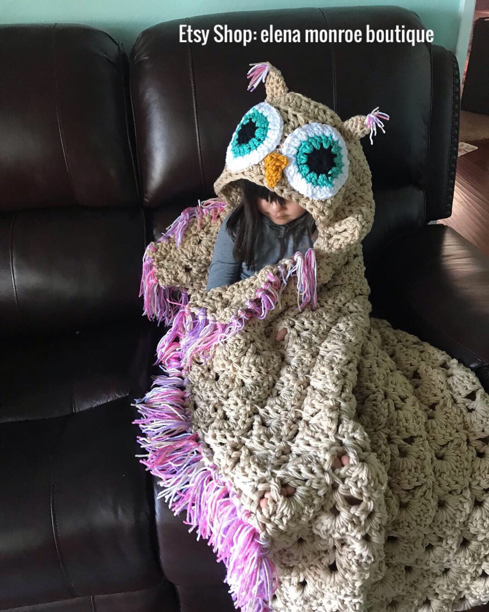 Hooded Owl Blanket Crochet Owl Blanket Owl Blanket Owl Etsy
